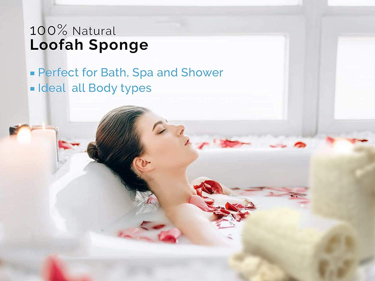 SINOFO 6 pack Natural Loofah Sponges Biodegradable Body Scrubbers, Exfoliating Loofah Bath Sponge Buff Away Dead Skin Smoother Great for Shower Scrubbing and Kitchen Cleaning (4 inch) (6 Pack-b)