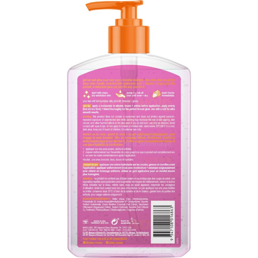 B.Tan b.tan Clear Self Tan Gel | Glow Your Own Way - Transfer-Resistant Self Tanning Gel, Vegan, Cruelty Free Self Tanner, 16 Fl Oz