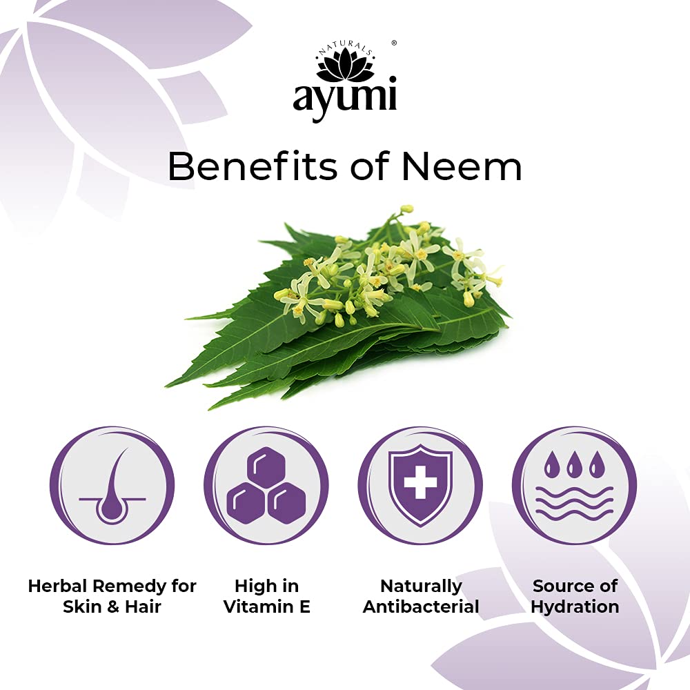 Ayumi Pure Neem Oil, Herbal Remedy For Skin & Hair, High in Vitamin E to Soothe Dry & Damaged Skin, Restores the Skin's Natural Elasticity - 1 x 100ml