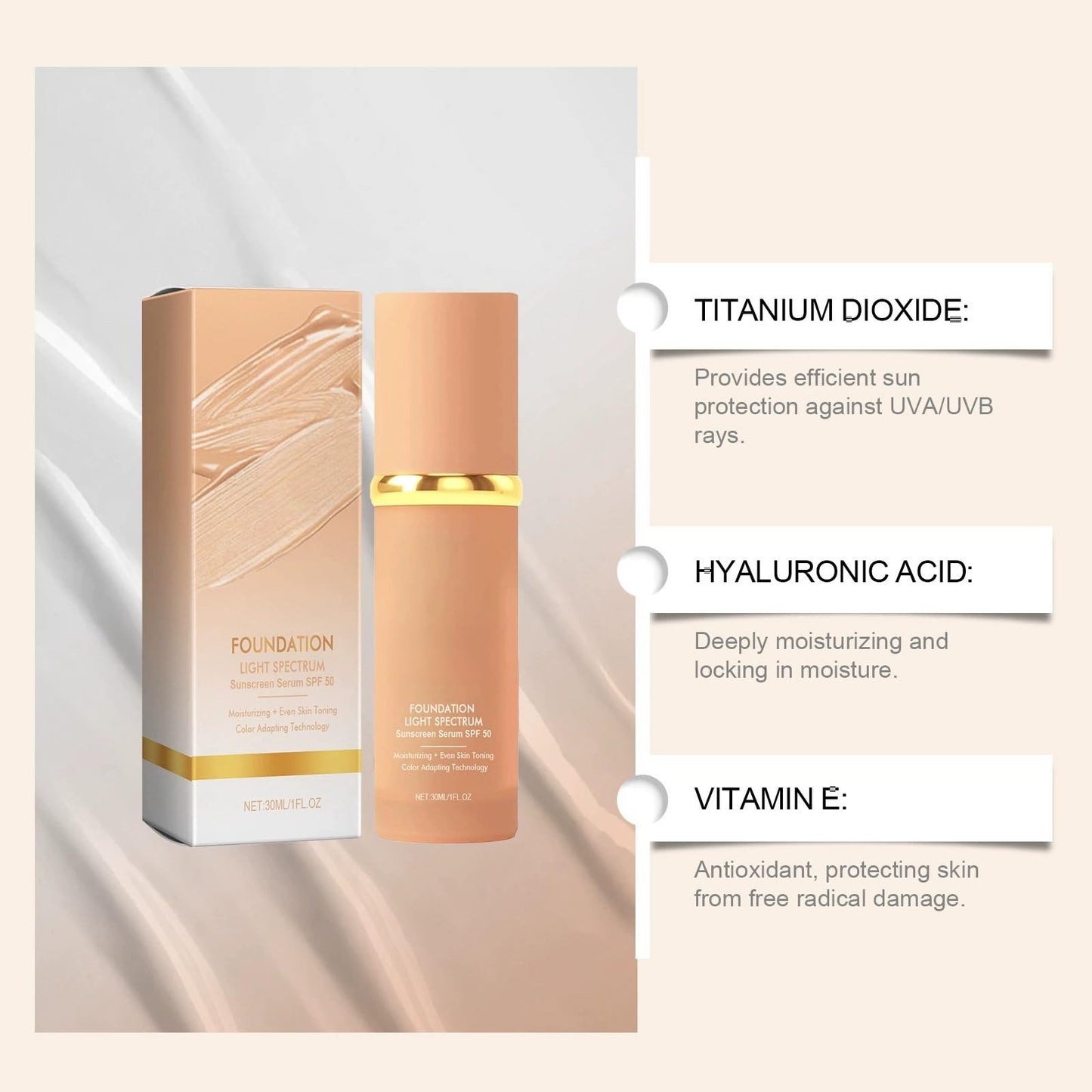 AurolaGlow Color-Changing Foundation Liquid, Naturally Covers, Long-Lasting Hydrating And Concealing Cream, Moisturizing, 30ml