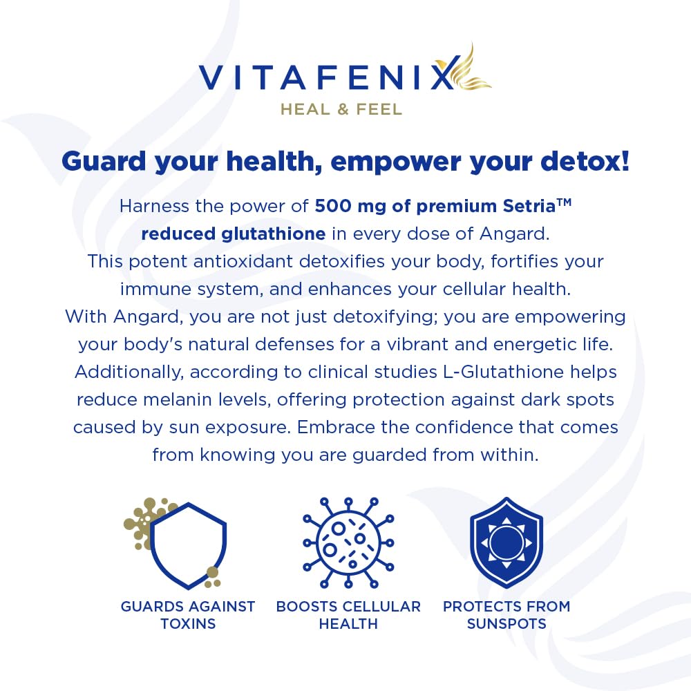 Vitafenix Glutathione 500mg - Extra Strength Glutathione Capsules for Skin Whitening – Setria l Glutathione Supplement for Skin Whitening & Antioxidant Support – 30 Vegan Capsules