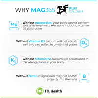 MAG365 ITL Health BF Plus Calcium Zinc Magnesium Powder | Including D3, K2, C, B6, Boron, Zinc and Potassium | Formulated for Optimal Bone Health, and Immune Support | (210g)
