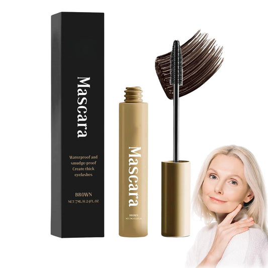 Mascara for Older Women, Brown Mascara for Mature Women with Thinning Lashes, Volume and Length,Waterproof Long Lasting Smudge-proof, Hypoallergenic Eye Makeup for Sensitive Eyes