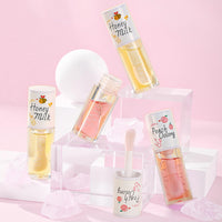Leogony 2PCS Hydrating Jelly Cute Lip Glow Oil, Plumping Honey & Peach Lip Gloss, Moisturizing Fat Oils Lip Drip Set