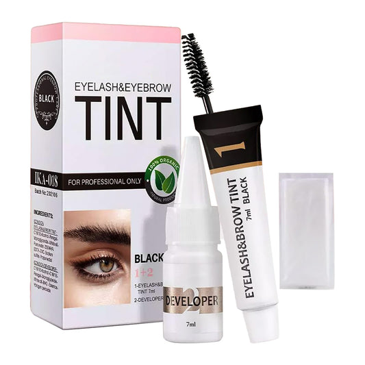 NatrLuxe Black Eyebrow & Eyelash Tint Kit – Long-Lasting 8-Week Color, Waterproof & Smudge-Proof. Mild Formula For Sensitive Skin. Instant Full Brows & Luscious Lashes. Easy Application, 14ml