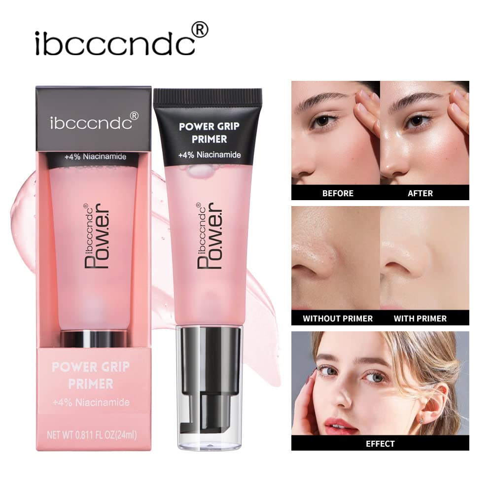 Power Grip Primer + 4% Niacinamide, Hydrating Face Primer, Evens Skin, Grips Makeup, Moisturizes Primes, Perfect Gel-Based, Primer Face Makeup for Long Lasting, Smoothing Foundation Primer (Pink)