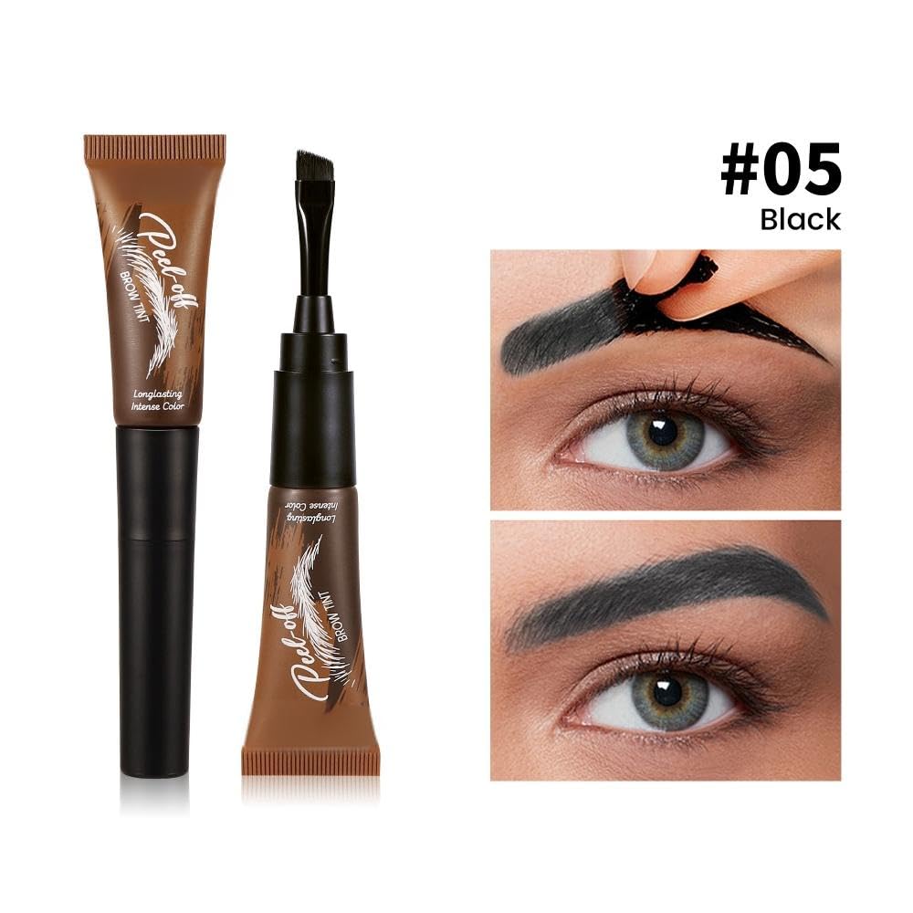 Generic Eyebrow Tint & Eyelash Tint Kit, Semi- Waterproof Brow Dye Gel, Lasts Up To 7 Days, Gentle Formula for Sensitive Skin, Easy Peel Off Technology for Quick Application & Removal, (05# Black)