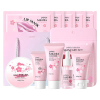 TBeautfave Skincare Gift Set for Teenage Girls, Cherry Blossom Skin Care Sets & Kits, Pamper Sets for Women Gifts, Travel Skincare Sets, Facial Kit - Cream,Serum,Cleanser,Sunscreen,Mud Mask,Lip Masks