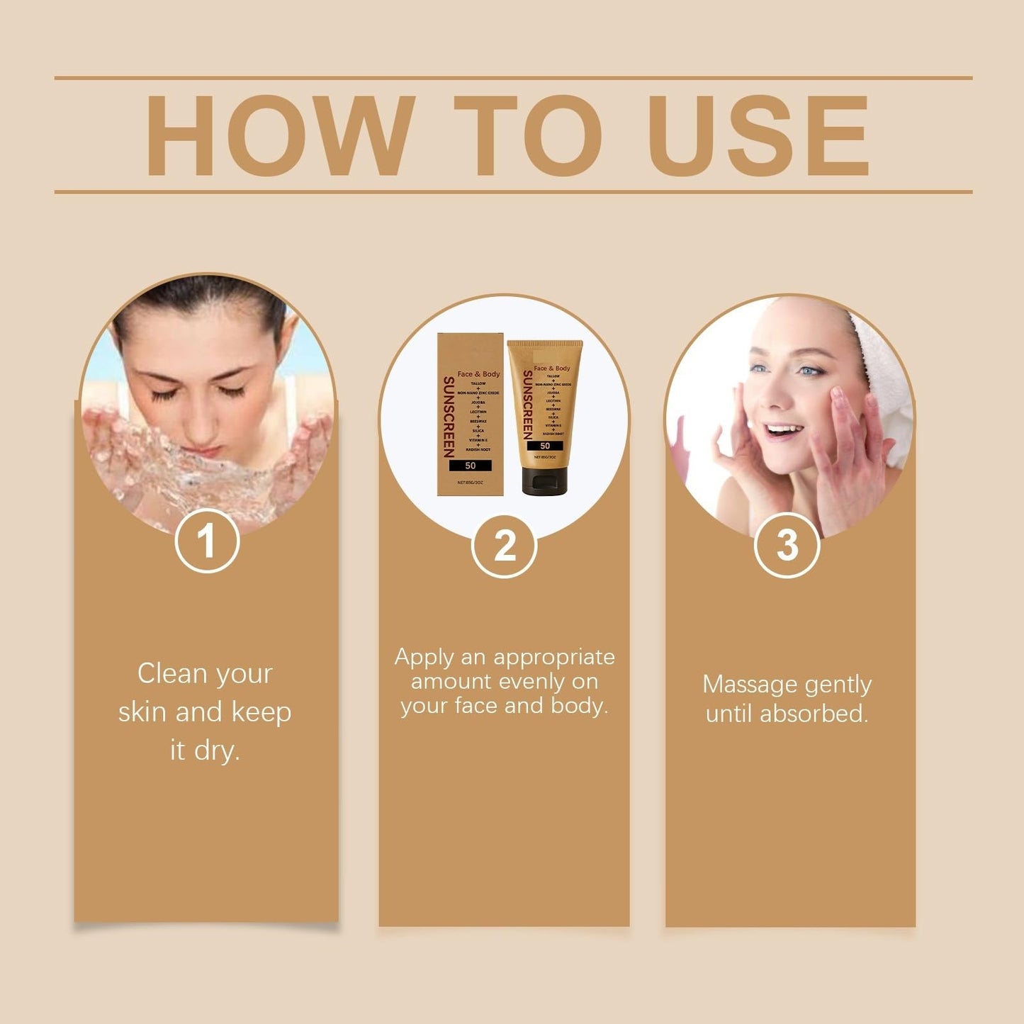 Xunzhi Tallow Sunscreen SPF50,Non Nano Zinc Oxide Sunscreen Balm,Face and Body S/unscreen,Tallow Face Sun Cream,SPF50 Suncream,F/ace Moisturiser,T/allow Sunblock,F/ace Sun Cream,Moisturising Suncream,85g
