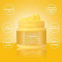 Turmeric & Vitamin C face cream. Anti-aging cream that reduces dark spots and brightens skin. Heals acne and repairs damaged skin. Soften and smoothens skin.