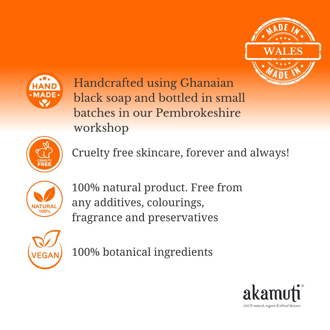 Akamuti Liquid African Black Soap 250ml with frankincense and patchouli