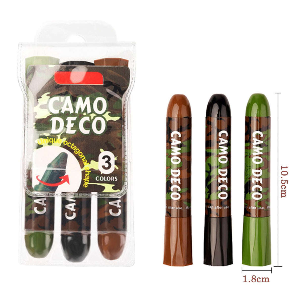 Generic Camouflage Face Paint Sticks Waterproof & Sweat-Resistant for Hunting Military Training Outdoor Survival - 3 Colour Set Easy Application Skin & Eye Concealment Tactical Gear Adults