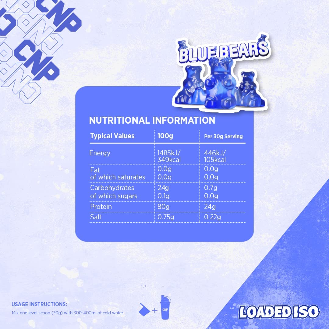 CNP Professional Loaded ISO, Clear Collagen Protein Powder, 24g Protein, 1.8kg, 60 Servings, Gluten & Lactose Free, 5 Great Tasting Flavours (Blue Bears)