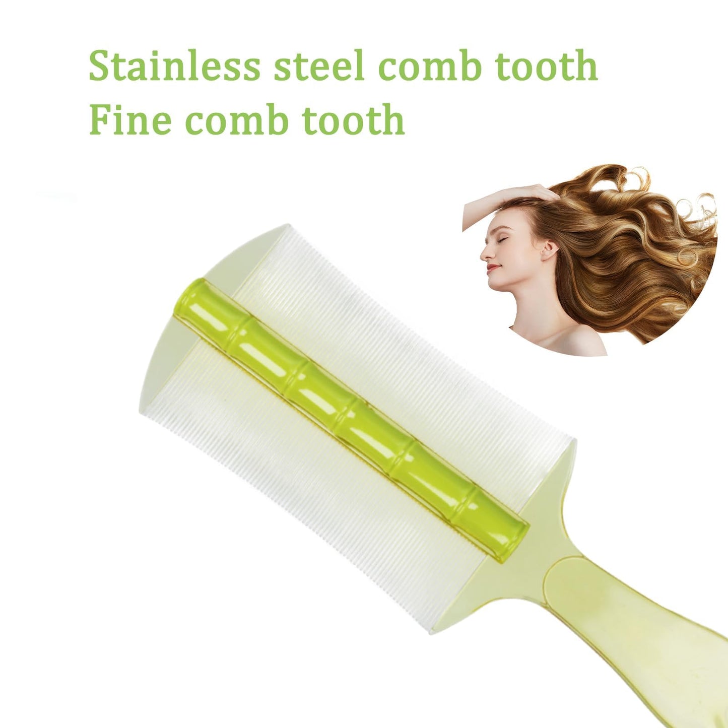 Generic 2Pcs Dandruff & Lice Comb - Psoriasis, Fine Tooth, Head Lice & Dandruff Remover for Removal of Fleas, Lice, Dandruff and Tangled Hair (Green)