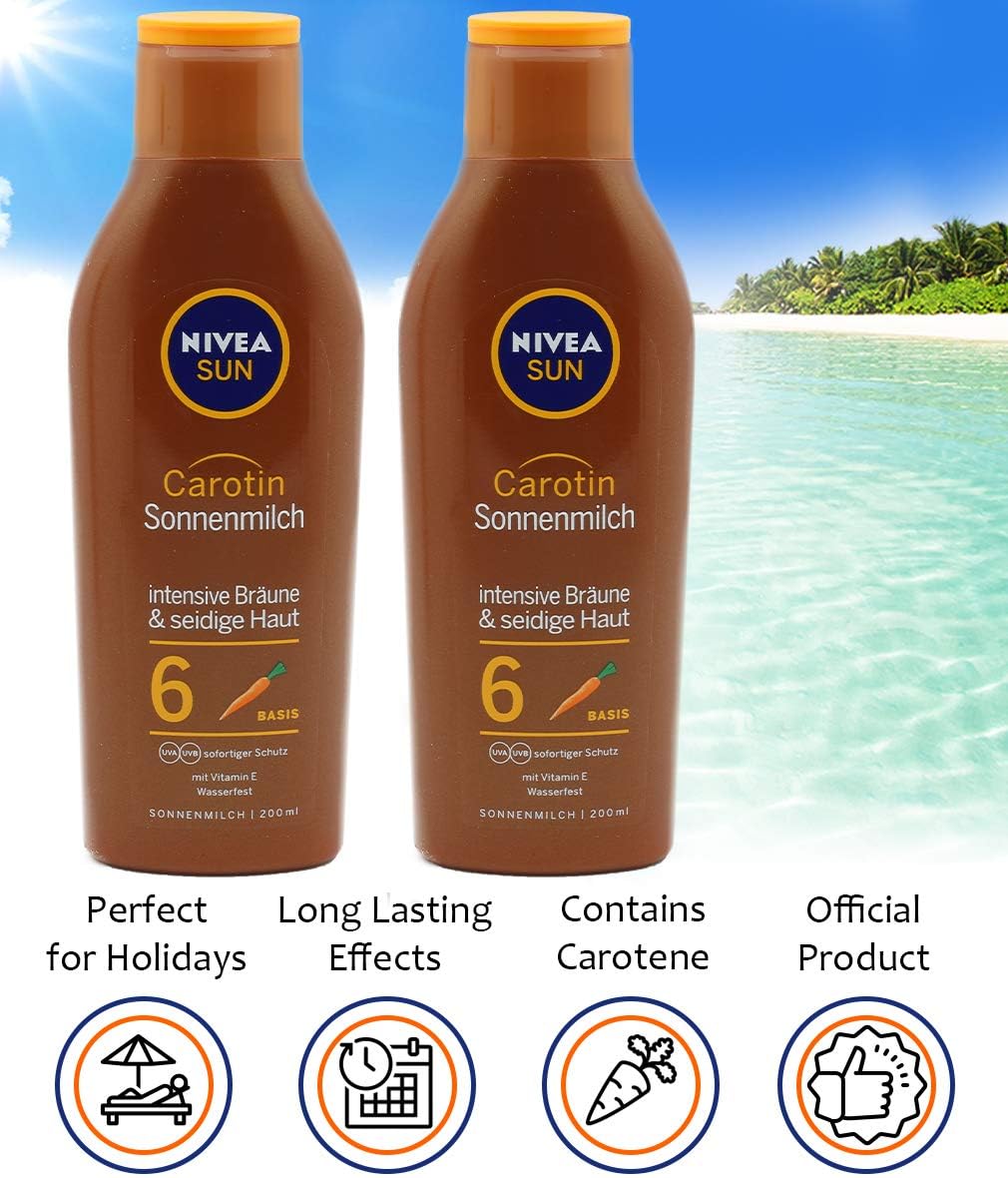 Nivea Sun Carotene SPF 6 Sun Milk, 2 Pack (2 x 200 ml)