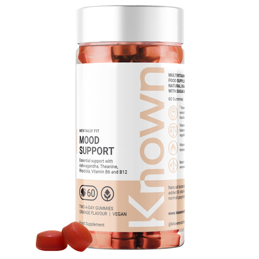 Mood Support Gummies by Known | Ashwagandha, Theanine & Rhodiola | 60 Two-a-Day Gummies (Two Month’s Supply) | Anxiety, Stress & Mental Fatigue Relief
