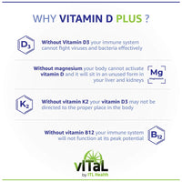 MAG365 Vegan Vitamin D Plus - Enhanced with Magnesium, Vitamin B12, Vitamin K2 - Supports Weight Management & Mood Enhancement - 100% Vegan, Gluten-Free, Non-GMO - 60 Capsules