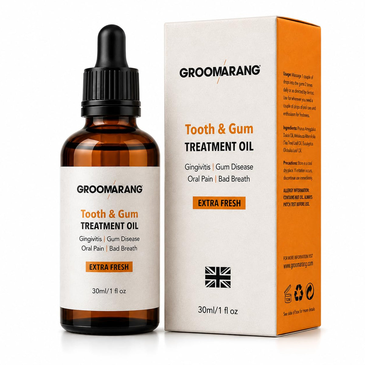 groomarang Groomarang Gum Disease Treatment Oil for Gingivitis, Bad Breath & Oral Pain - Made from 100% Pure Botanical Oils (Extra Strength) Convenient Dropper Bottle for Accurate Dispensing 30ml