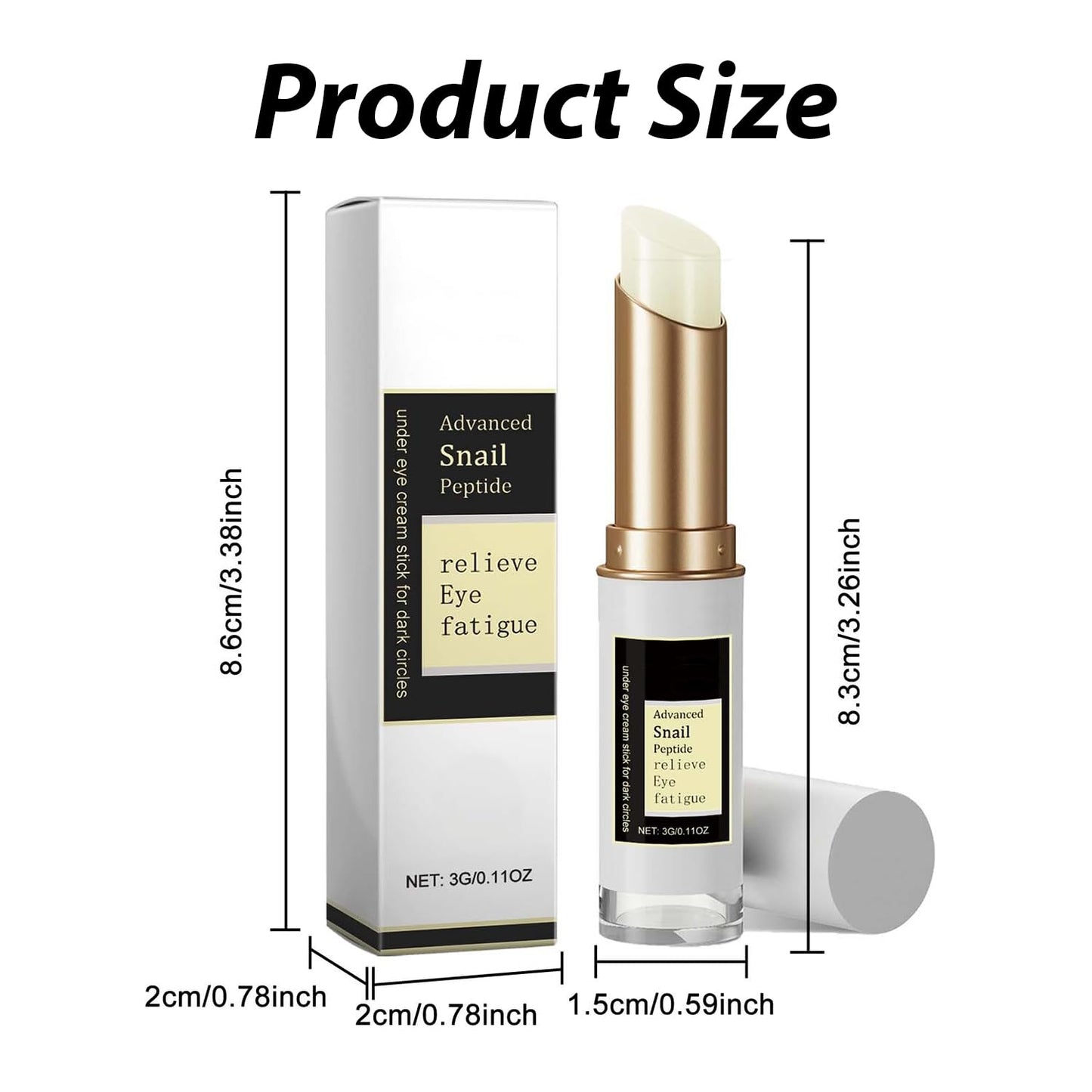 Snail Peptide Eye Cream Stick, Hydrating Under Eye Balm, Dark Circle and Puffiness Treatment, Collagen Moisturizer for Eye Bags, Easy Application, Travel Size, 3g