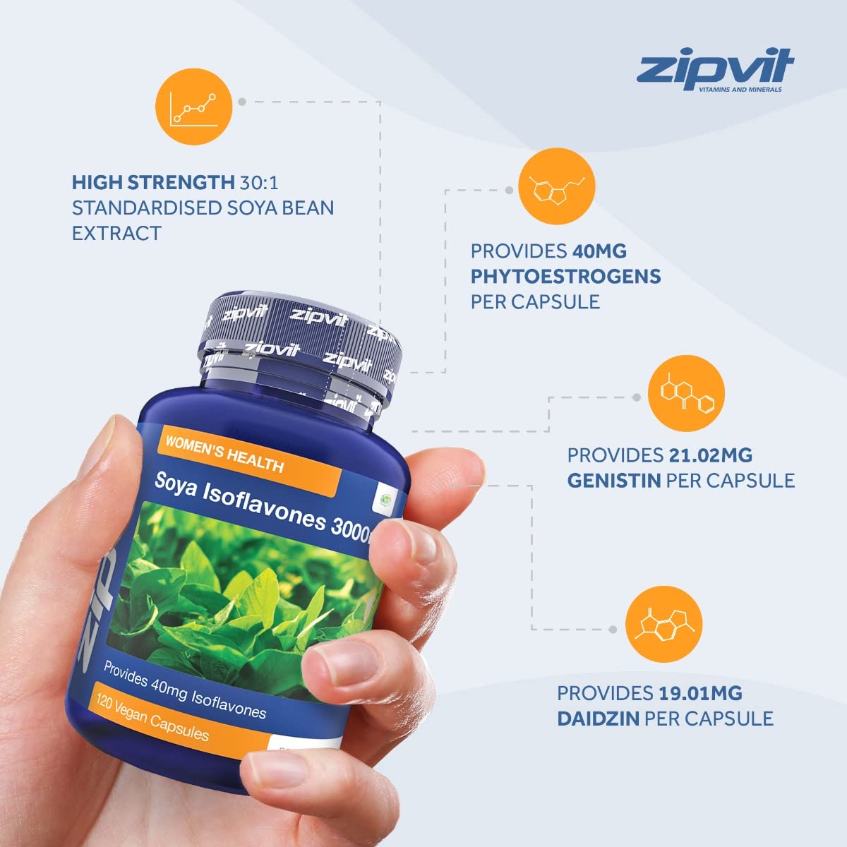 SOYA Isoflavones 3000mg, 6000mg Daily Dose. 120 Vegan Capsules, 2 Months Supply