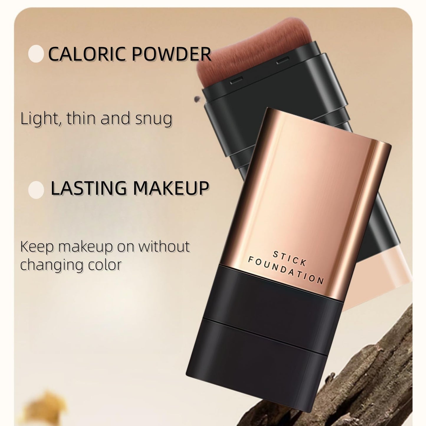 2 In 1 Anti Wrinkle Foundation Stick,Korea Eraser Foundation Stick with Brush,Light Cream Texture,Built-In Brush Exquisite Double,Cover Dark Spot,Suitable for Natural Makeup,Moisturizing(Natural)
