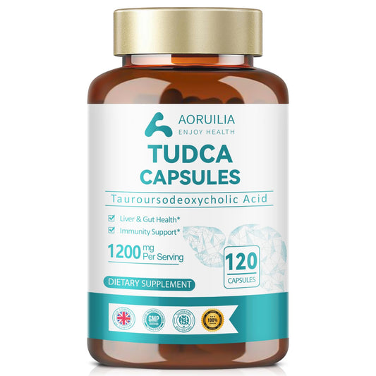 Aoruilia TUDCA Supplement, Tauroursodeoxycholic Acid Complex 1200mg Per Servings, Bile Salts for Liver & Gut Health Support, 120 Capsules