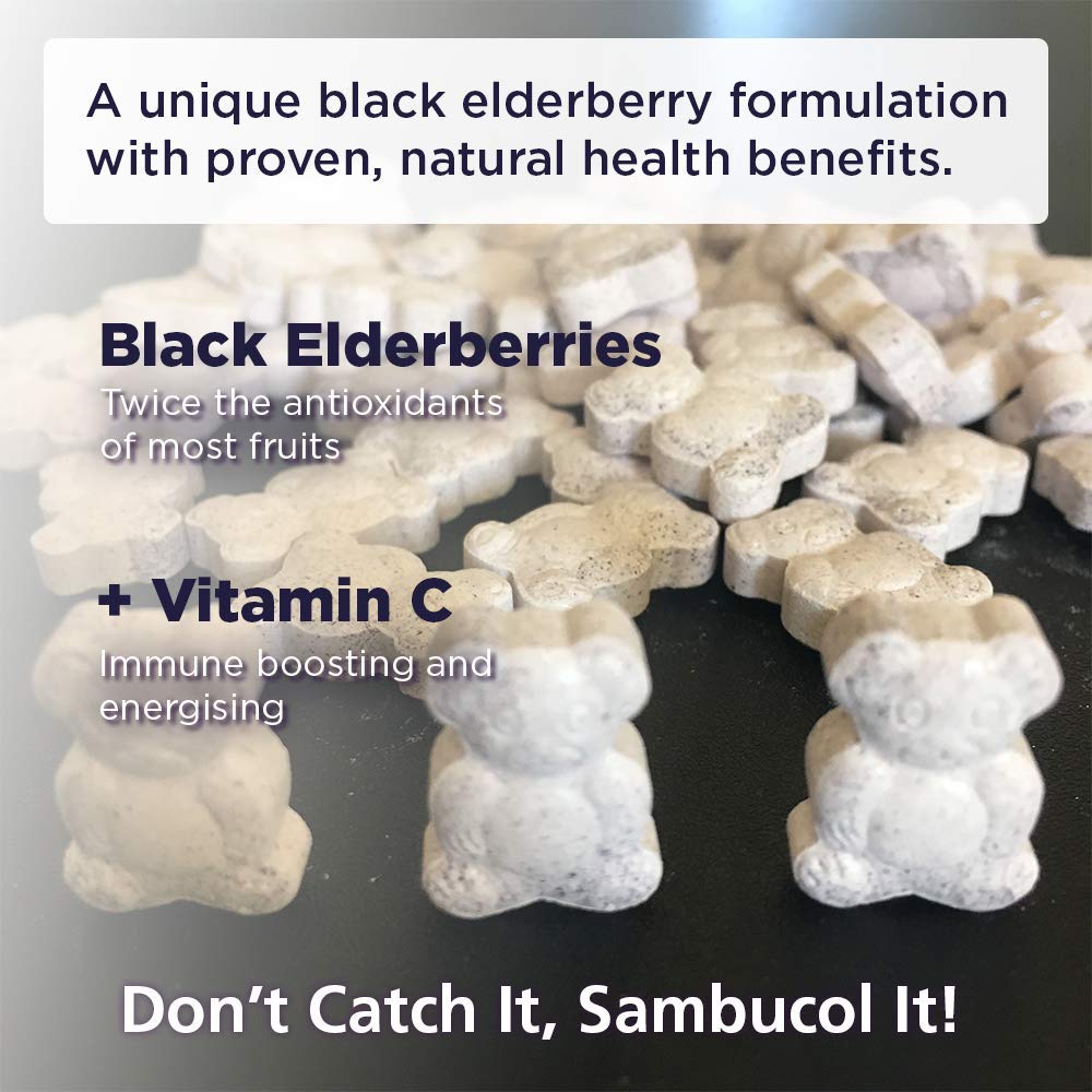 Sambucol Natural Black Elderberry Chewable Teddies | Vitamin C | 60 count
