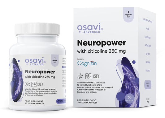 Osavi Neuropower with Citicoline 250 mg – 30 Vegan Capsules | Supports Nervous System & Psychological Health | Includes Cognizin® Citicoline, L–Theanine, Coenzyme Q10, B6 & B12 for Mental Clarity