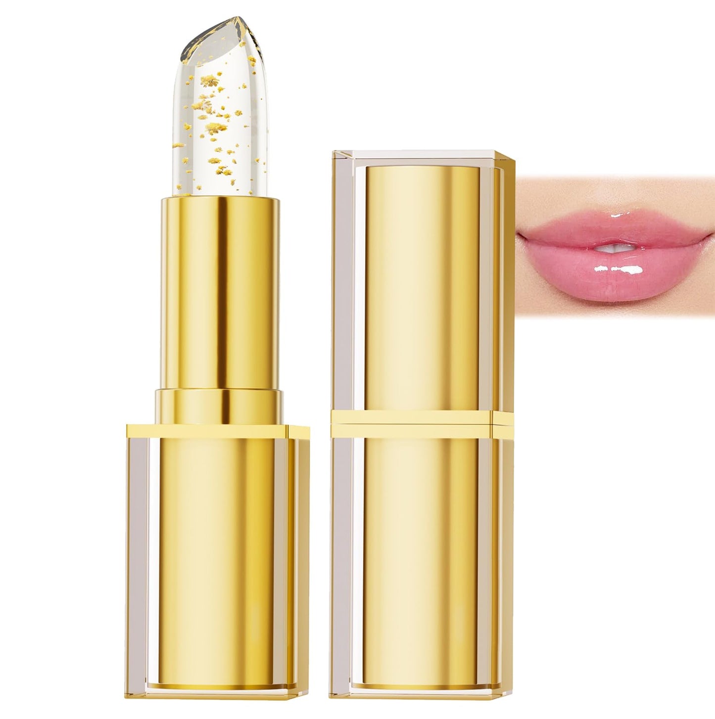 AurolaGlow Lipstick - Color-Changing Lipstick: Transfer-Proof Formula with Gold Foil & Crystal | 24H Hydration, Glossy Shine | Long-Lasting Lip Gloss