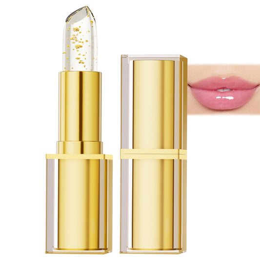 AurolaGlow Lipstick - Color-Changing Lipstick: Transfer-Proof Formula with Gold Foil & Crystal | 24H Hydration, Glossy Shine | Long-Lasting Lip Gloss