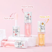 Leogony 2PCS Hydrating Jelly Cute Lip Glow Oil, Plumping Honey & Peach Lip Gloss, Moisturizing Fat Oils Lip Drip Set