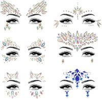 Glamza Festival Face Jewels x6 Sets of Face Gems PLUS x9 Sachets of 10g Glitter Pouches for Face & Body