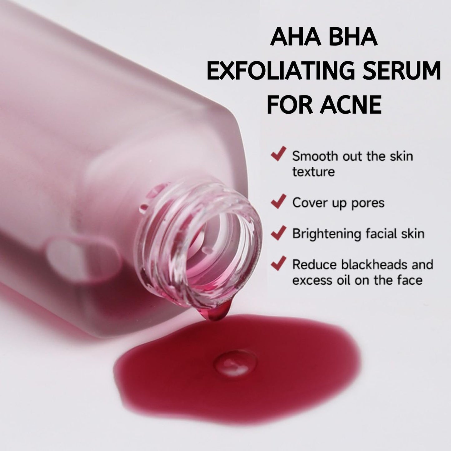 AHA BHA Exfoliating Serum for Acne, 12% AHA BHA PHA LHA Peeling Solution, Exfoliating Serum for Face, BHA Serum for Pores, Overnight Exfoliating Serum for Clear & Smooth Skin, Reduces Pore Congestion