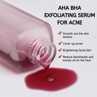 AHA BHA Exfoliating Serum for Acne, 12% AHA BHA PHA LHA Peeling Solution, Exfoliating Serum for Face, BHA Serum for Pores, Overnight Exfoliating Serum for Clear & Smooth Skin, Reduces Pore Congestion