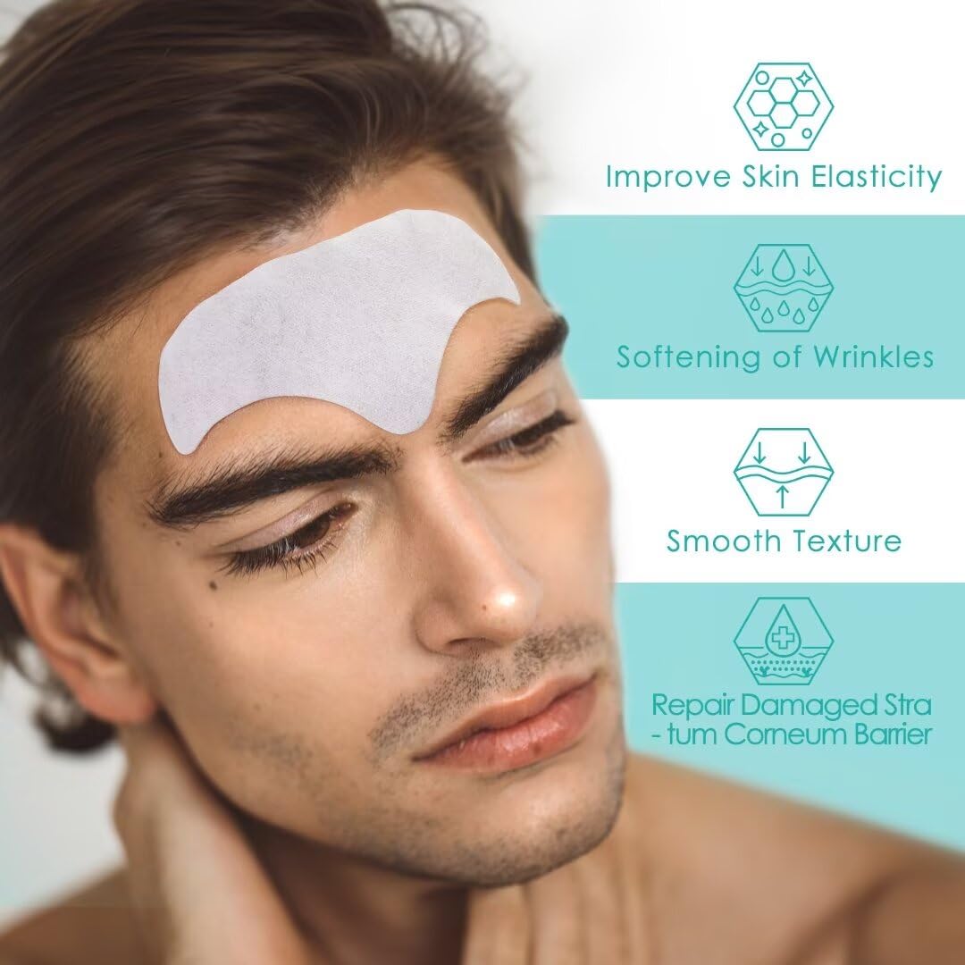 AUSLKA Men's Forehead Wrinkle Patches, Anti-Wrinkle Facial Treatment, Smooth Fine Lines & Wrinkles 24PCS