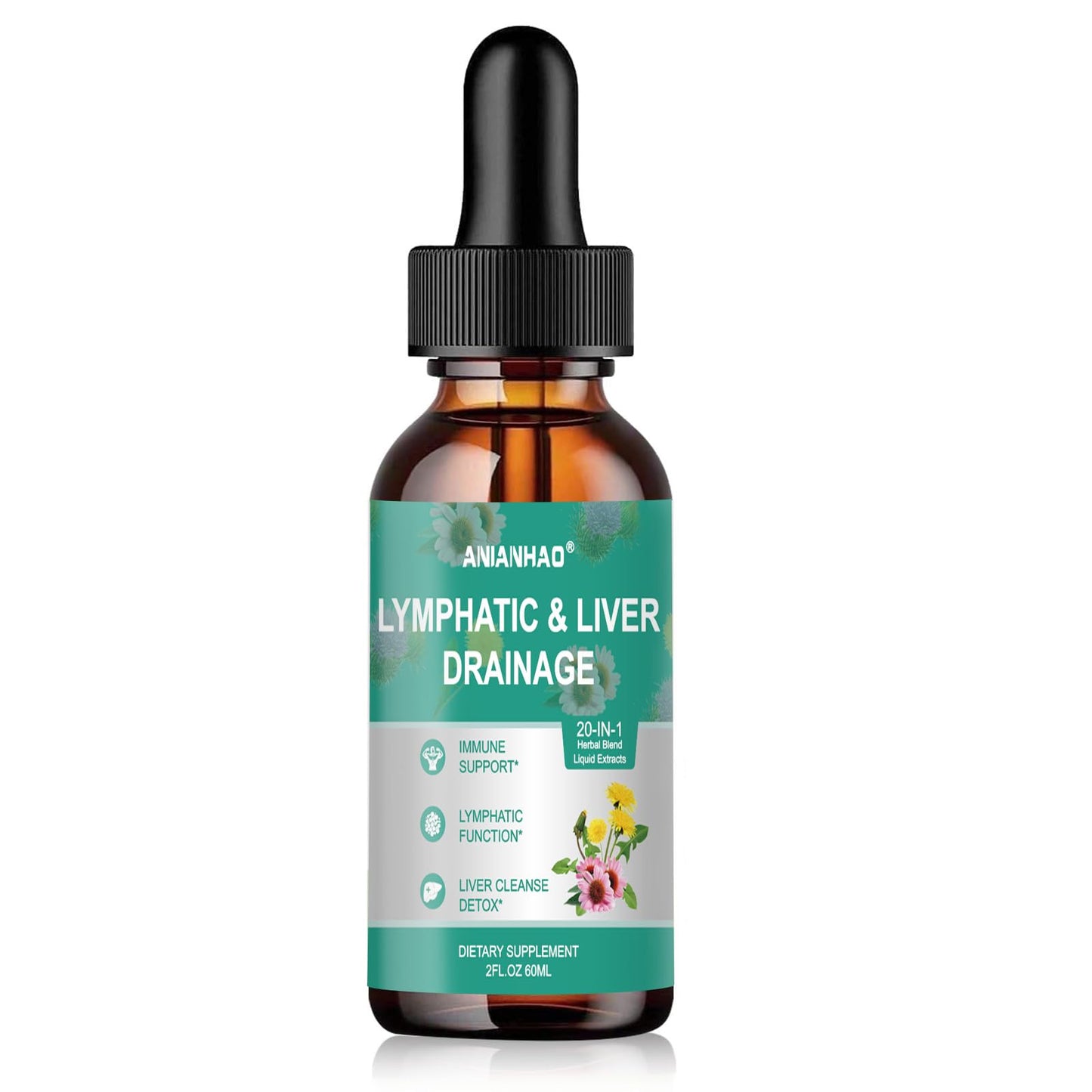 ANIANHAO Lymph System Support Supplement, Lymph Cleanse Detox, Liposomal Artichoke Lymphatic Drainage & Liver Repair Supplement with All Vitamins, 60ml