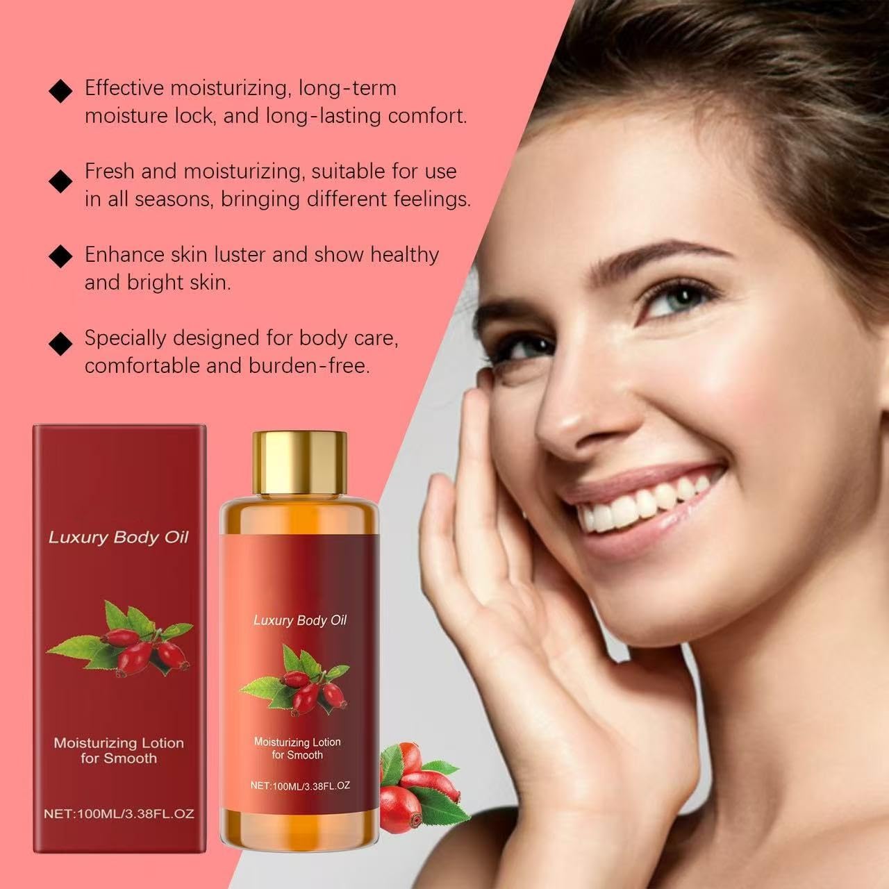 Magic Luxury Body Oil – Intensely Hydrating Dry Skin Care with Vitamin E, Coconut Oil & Rosehip | Nourishing, Non-Greasy Fine Lines Reduction, Natural Glow Magic Massage Oil| 100ml