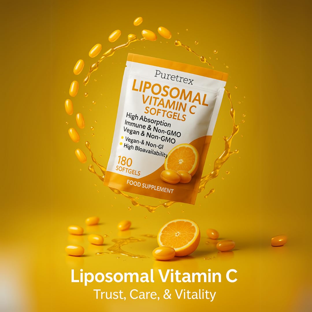 Puretrex Liposomal Vitamin C Softgels, High Absorption, Vegan, Non-GMO, 180 Count