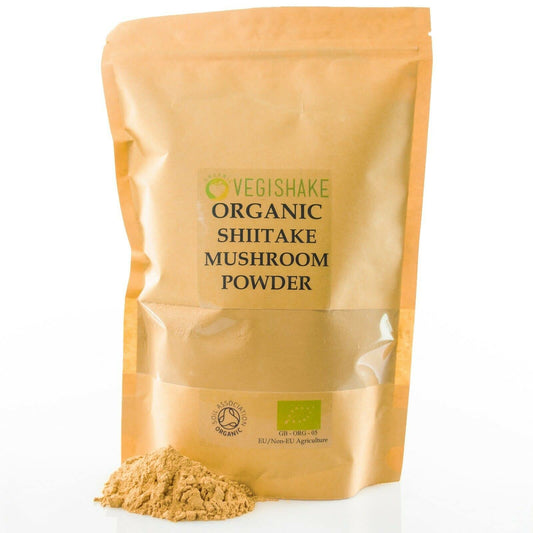 vegishake Organic Shiitake Mushroom Powder Fruiting Body Polysaccharides Vegan (250g)