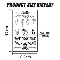 AuraAnge Realistic Small Finger Temporary Tattoos - 10 Sheets Waterproof & Long Lasting Fake Tattoos with Black Floral Designs