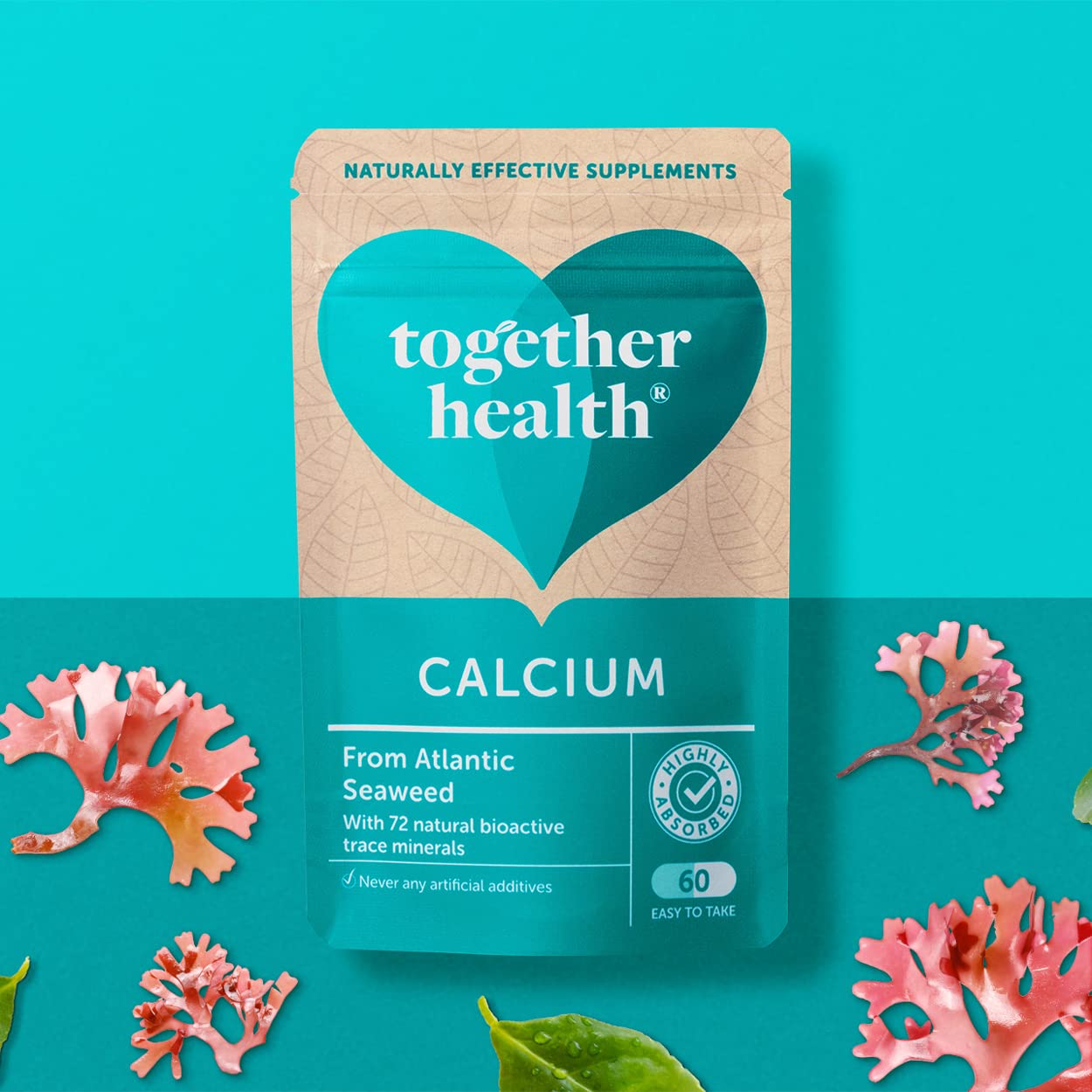Calcium – Together Health – Seaweed-Based Calcium – 72 Trace Minerals – Vegan Friendly – Made in The UK – Pack of 2-120 Vegecaps