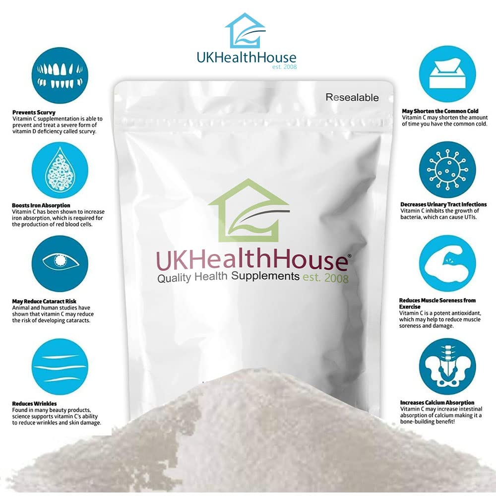 2kg UKHealthHouse 100% Pure Ascorbic Acid - Vitamin C Powder - Anti Oxidant - Food Grade