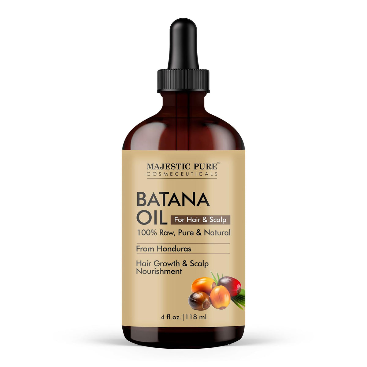 Majestic Pure MAJESTIC PURE Batana Oil for Hair Growth | Moisturizes Scalp & Hair | Nourishing & Volumizing | 100% Pure & Natural | PETA Certified | 4 Fl Oz