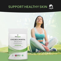 Bodygenix Choline & Inositol Capsules - 1000mg Healthy Skin Brain Health & Metabolic Support Food Supplement - Natural Vegan Friendly 30 Capsules, 1 Month Supply
