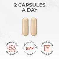 NaturesVits 6 Mushroom Supplement with Ashwagandha, 120 Capsules - Lions Mane, Cordyceps, Shiitake, Reishi, Chaga and Maitake - Complex Mood, Focus and Brain Support Herbal Nootropic - 40% Polysaccharides