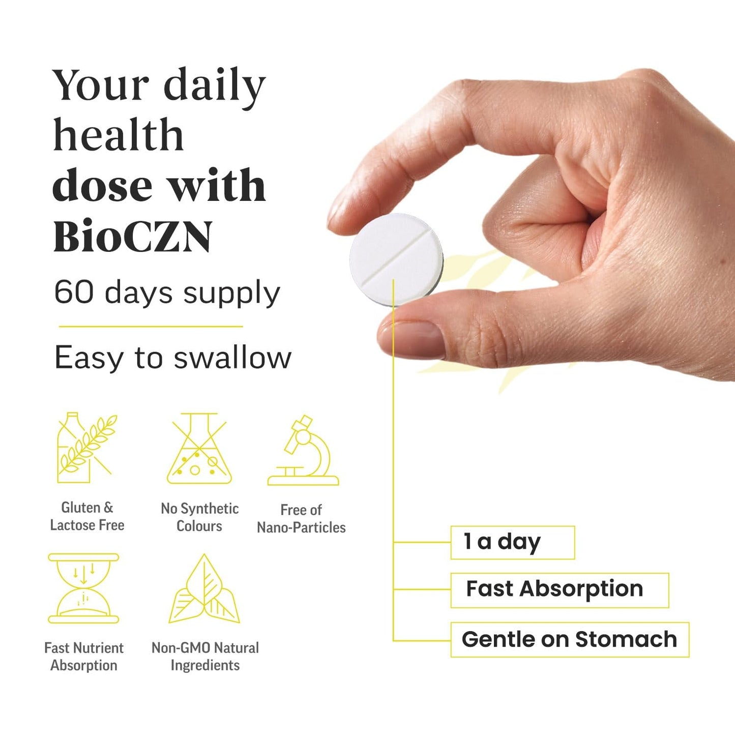 Bionutrica BioCzn- Vitamin C 1000mg and ZinC 25mg- 60 Effervescent Tablets (Pack of 3)- Improve Your Skin Health, Immunity, and Energy Levels | Fast-Acting | Suitable for Vegan & Vegetarian -GMP Certified