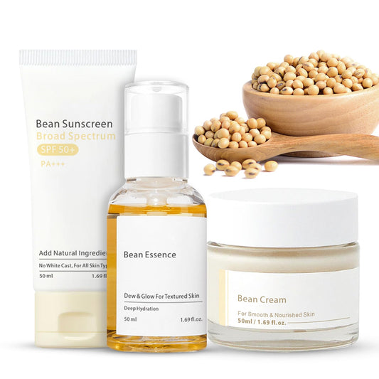 Tongyend Bean Essence Korean Skincare Set, Pamper Gifts For Women: Hydrating Face Cream, Brightening Serum, Sunscreen SPF 50+ | Gentle & Hydrating, All Skin Types, Skin Care Gift Sets For Women
