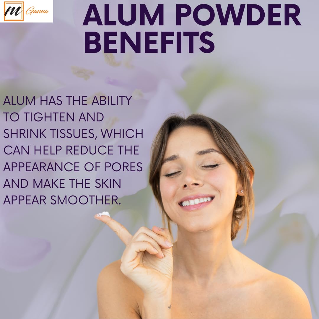 mGanna 100% Natural Alum Powder for Clear and Glowing Skin and Health 100 GMS / 0.22 LBS
