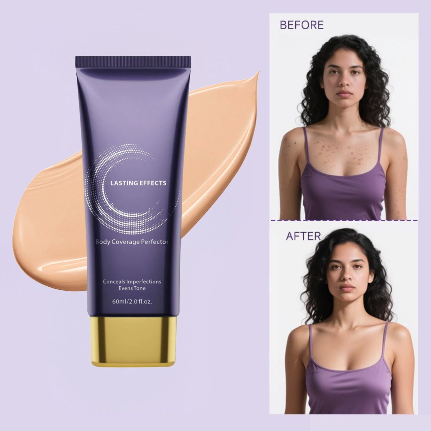 SHEBEEDO Body Coverage Perfector with Brush,Radiant Glow Tattoo Cover Up Makeup,Long-Lasting Waterproof All-Over Complexion Perfector,Leg Makeup to Cover Veins All In One Moisturiser Concealer