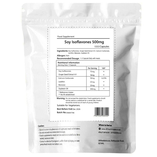 Super Strength Soy Isoflavones Complex Capsules 500mg x 1000 - Menopause